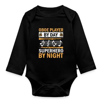 Oboe Player Oboe Basoonist Marching Band Instrumen - Organic Longsleeve Baby Bodysuit - black - Front