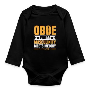 Oboe Player Oboe Basoonist Marching Band Instrumen - Organic Longsleeve Baby Bodysuit - black - Front