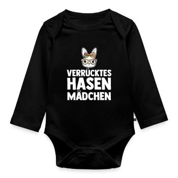 Kaninchen Hase - Baby Bio-Langarm-Body - Schwarz - Vorne