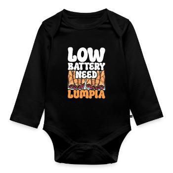 Low Battery need Lumpia - Baby Bio-Langarm-Body - Schwarz - Vorne