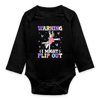 Lustige Gymnastik Turner Cartwheel - Baby Bio-Langarm-Body - Schwarz - Vorne