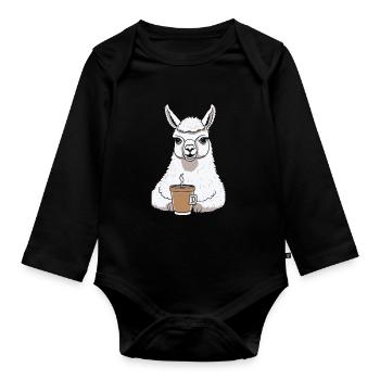 Alpaca Coffee - Organic Longsleeve Baby Bodysuit - black - Front