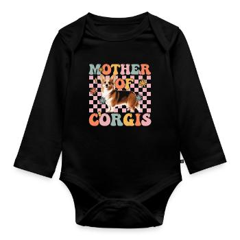 Groovy Corgi Maman Chien Maman - Body Bébé bio manches longues - noir - Devant