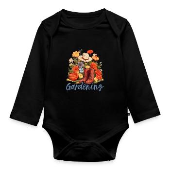 A garden lover's delight - Organic Longsleeve Baby Bodysuit - black - Front
