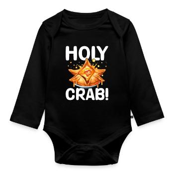 Lustige Krabben-Rangoon Chinesisches Essen - Baby Bio-Langarm-Body - Schwarz - Vorne