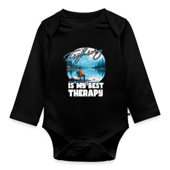 Angeln Freizeit Besinnliche Stille Naturerlebnis - Baby Bio-Langarm-Body - Schwarz - Vorne