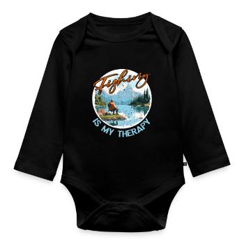 Angeln Freizeit Besinnliche Stille Naturerlebnis - Baby Bio-Langarm-Body - Schwarz - Vorne