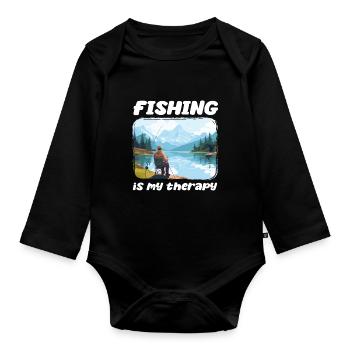 Angeln Freizeit Besinnliche Stille Naturerlebnis - Baby Bio-Langarm-Body - Schwarz - Vorne