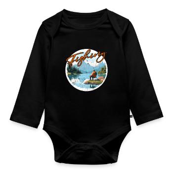 Angeln Freizeit Besinnliche Stille Naturerlebnis - Baby Bio-Langarm-Body - Schwarz - Vorne
