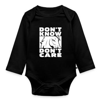 Pferd Reitsport Witzig Dont Know Dont Care - Baby Bio-Langarm-Body - Schwarz - Vorne