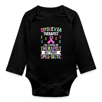 Dyslexia Awareness - Organic Longsleeve Baby Bodysuit - black - Front