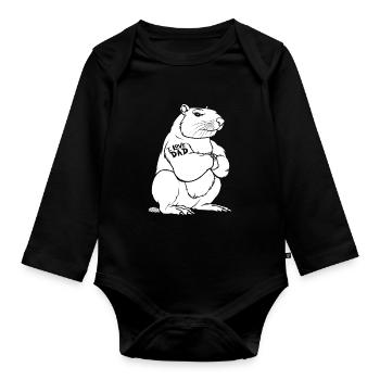 Capybara Capybara Biceps Tattoo I Love Dad - Organic Longsleeve Baby Bodysuit - black - Front