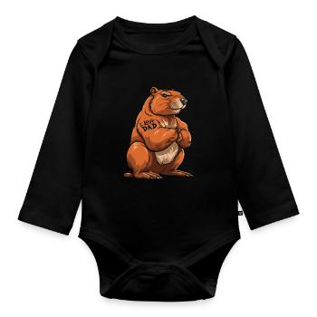 Capybara Wasserschwein I Love Dad - Organic Longsleeve Baby Bodysuit - black - Front