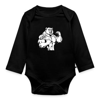 Bear Brown Bear Biceps Tattoo I Love Dad - Organic Longsleeve Baby Bodysuit - black - Front