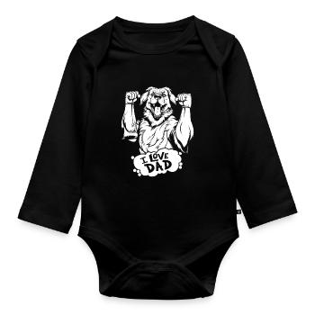 Berger australien J’aime papa - Body Bébé bio manches longues - noir - Devant