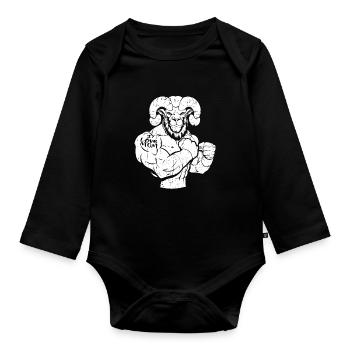 Sheep Biceps Tattoo I Love Mom - Organic Longsleeve Baby Bodysuit - black - Front