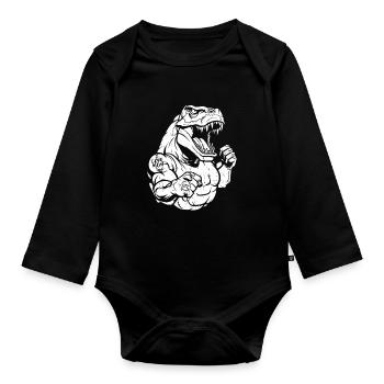 Trex T Rex Dino Biceps Tattoo I Love Mom - Organic Longsleeve Baby Bodysuit - black - Front