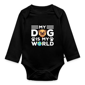 Mon chien, c’est mon monde - Body Bébé bio manches longues - noir - Devant