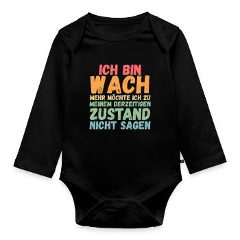 Morgenmuffel Faulenzer - Baby Bio-Langarm-Body - Schwarz - Vorne