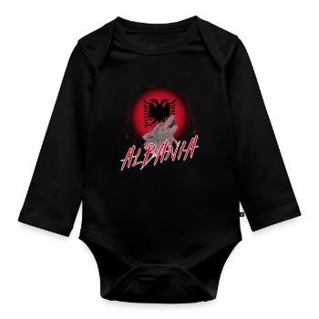 Albanie - Body Bébé bio manches longues - noir - Devant