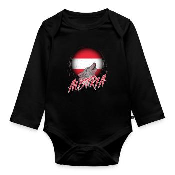 Austria - Organic Longsleeve Baby Bodysuit - black - Front
