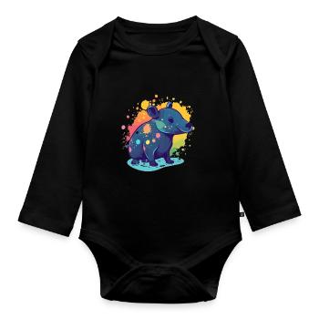 Süßer Anime -Stil Malayan Kawaii - Baby Bio-Langarm-Body - Schwarz - Vorne
