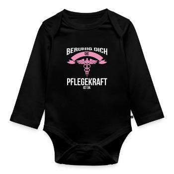Pflegekraft Beruf Krankenpflege Geschenk - Baby Bio-Langarm-Body - Schwarz - Vorne