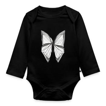 Butterfly - Organic Longsleeve Baby Bodysuit - black - Front