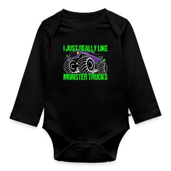Monster Truck Color Explosion Dynamique - Body Bébé bio manches longues - noir - Devant