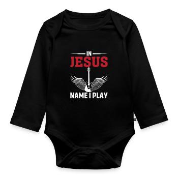 Au nom de Jésus, je joue - Body Bébé bio manches longues - noir - Devant