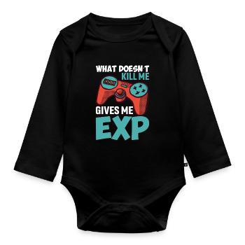 Was Mich Nicht Umbringt, Gibt Mir Exp - Baby Bio-Langarm-Body - Schwarz - Vorne