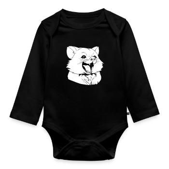 Panda roux souriant - Body Bébé bio manches longues - noir - Devant