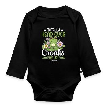 Frog Tshirt - Frog Gifts - Organic Longsleeve Baby Bodysuit - black - Front