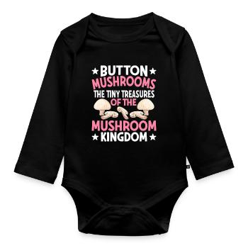 Champignons- Mushrooms Gifts- Pilze Geschenkidee - Baby Bio-Langarm-Body - Schwarz - Vorne