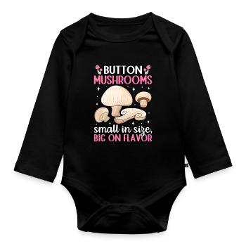 Champignons- Mushrooms- Pilze Geschenkidee - Baby Bio-Langarm-Body - Schwarz - Vorne