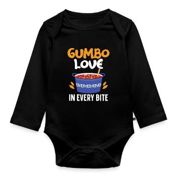 Gumbo Lovers Foodie Louisiane Manger Cuisine Cajun - Body Bébé bio manches longues - noir - Devant