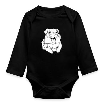 Guinea Pig Guinea Pig Smiling - Organic Longsleeve Baby Bodysuit - black - Front