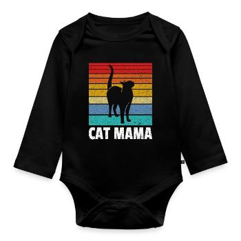 Katzenmama - Baby Bio-Langarm-Body - Schwarz - Vorne