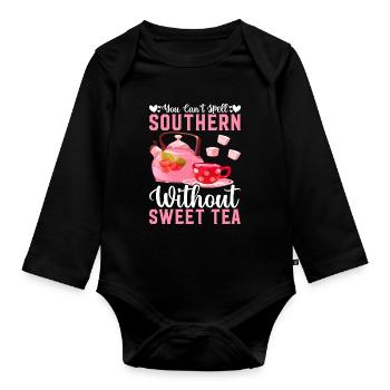 Southern Girl Tea Lover Country - Organic Longsleeve Baby Bodysuit - black - Front