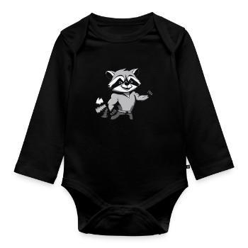 Fitness Raton laveur - Body Bébé bio manches longues - noir - Devant