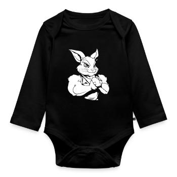 Fitness Lapin - Body Bébé bio manches longues - noir - Devant