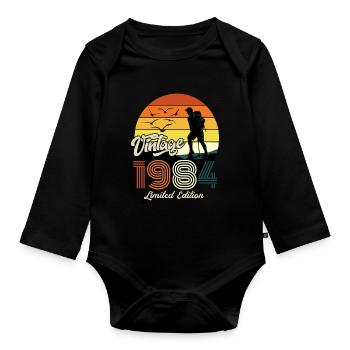 Vintage 1984 Limited Edition 50. Geburtstag - Baby Bio-Langarm-Body - Schwarz - Vorne