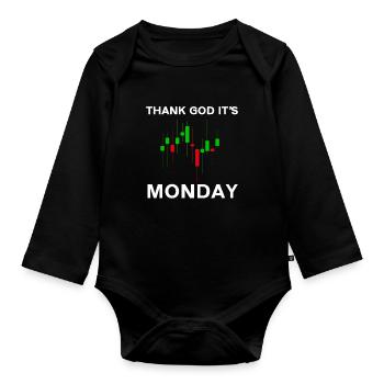 Dieu merci, c’est le jour du graphique boursier du lundi Marché boursier - Body Bébé bio manches longues - noir - Devant