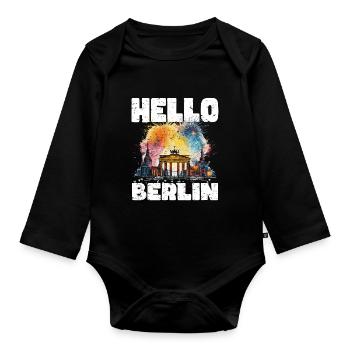 Bonne année avec feux d’artifice à Berlin - Body Bébé bio manches longues - noir - Devant