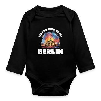 Bonne année avec feux d’artifice à Berlin - Body Bébé bio manches longues - noir - Devant