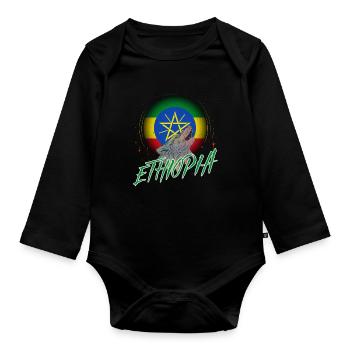 Ethiopia - Organic Longsleeve Baby Bodysuit - black - Front