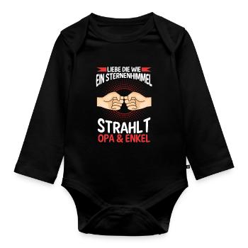 Großvater Opa und Enkel - Baby Bio-Langarm-Body - Schwarz - Vorne