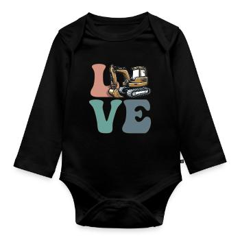Excavator Operator Heavy Equipment Operator Construction - Organic Longsleeve Baby Bodysuit - black - Front