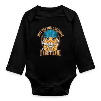 Juste l’odeur du café - Body Bébé bio manches longues - noir - Devant