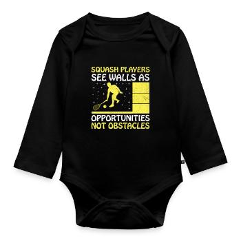 Squash Player Squash Tennis Player Raquetball Spor - Organic Longsleeve Baby Bodysuit - black - Front